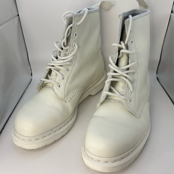 Dr. Martens 1460 Pascal Mono Smooth Leather Lace Up Boots- US:11M/12W, White, - Picture 2 of 16
